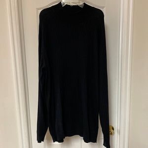 XXL Tall Black Ribbed Mock Turtle Neck Long Sleeve Shirt